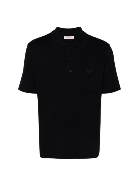 V Detail ribbed polo shirt