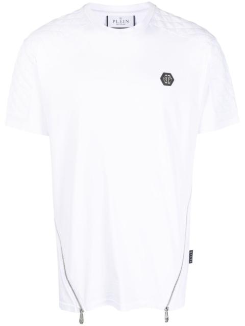 PHILIPP PLEIN logo-patch zip-detailing T-shirt