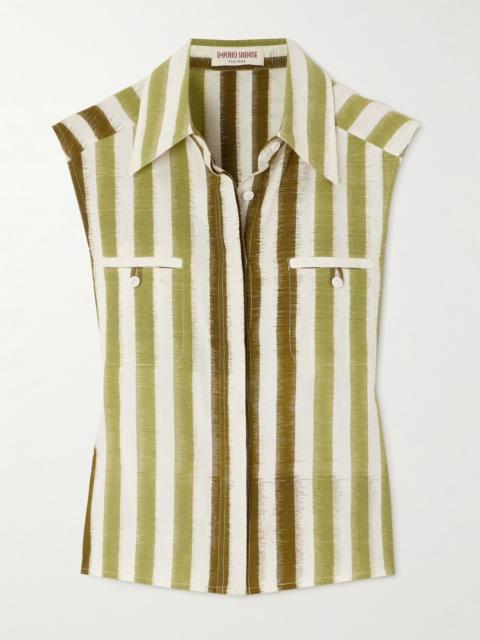 EMPORIO SIRENUSE Ylenia striped cotton blouse Green