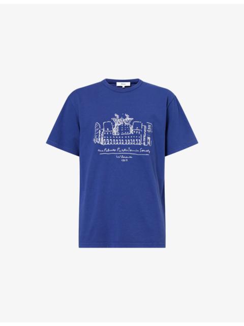 Palmes Public Embroidered Cotton-Jersey T-Shirt
