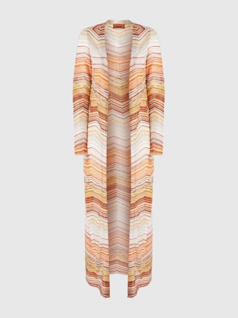 Missoni Long chevron lamé cardigan with sequins and decorative lace