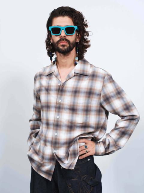 JW Anderson MENS GRADIENT CHECKERED SHIRT IN BISCUIT