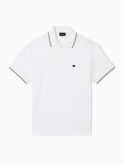 EMPORIO ARMANI SLIM-FIT STRETCH PIQUÉ POLO SHIRT WITH MICRO EAGLE