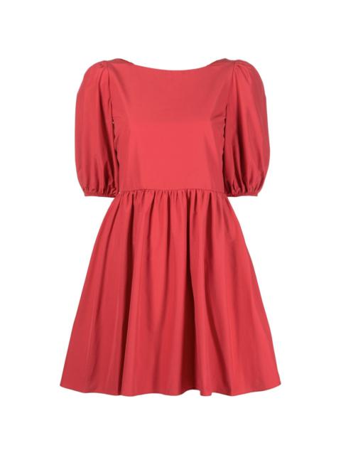 puff-sleeve pleated minidress