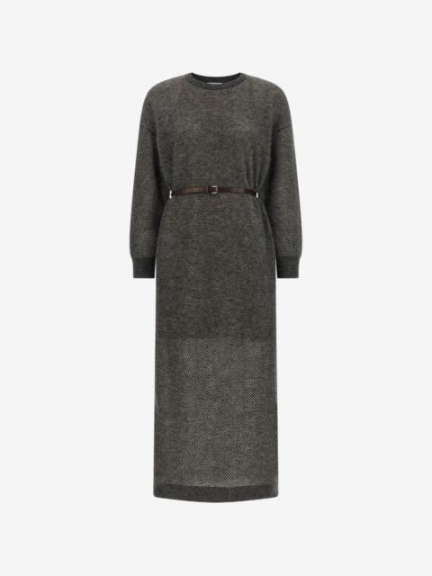 Brunello Cucinelli Monile belted mesh-knit midi dress