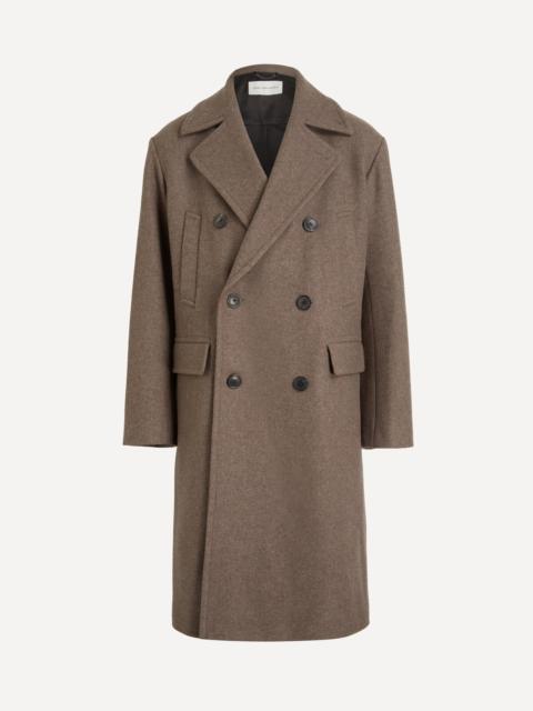 Dries Van Noten Taupe Double-Breasted Wool Coat
