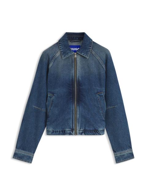 HUGO ZIPPERED BOMBER JACKET IN DENIM