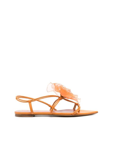 faux-flower leather sandals