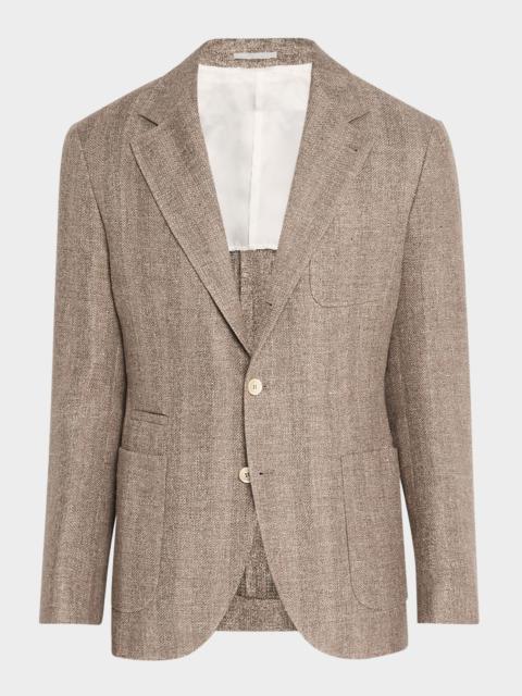 Brunello Cucinelli Men's Textured Chevron Sport Jacket