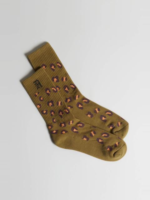 R13 R13 SOCKS - OLIVE LEOPARD