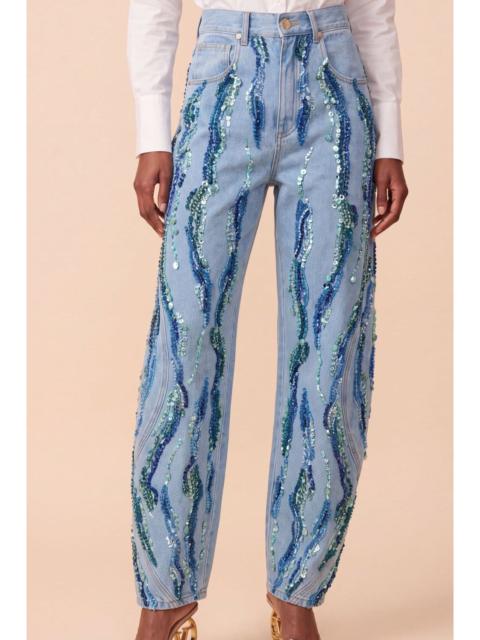 PatBO WAVES EMBROIDERED DENIM PANTS (RUNWAY)