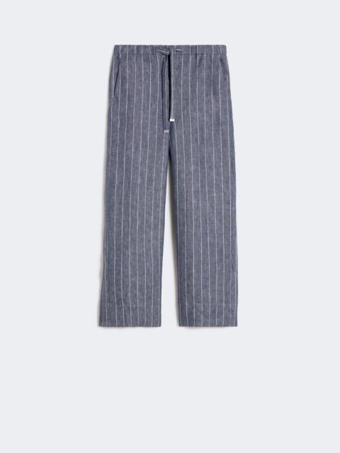 'S Max Mara Denim-look pinstripe linen trousers - ULTRAMARINE