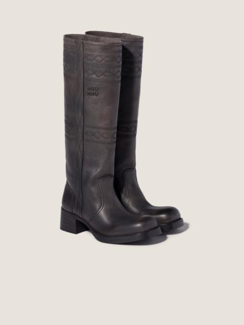 Miu Miu Embroidered leather boots