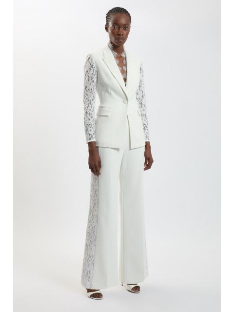 KAREN MILLEN Compact Stretch Lace Mix Tailored Wide Leg Trouser