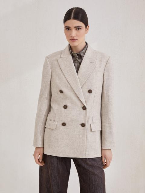 Brunello Cucinelli Virgin wool and cashmere twill flannel blazer with monili