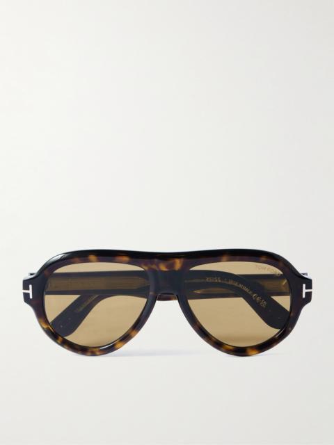 TOM FORD Icon Pilot Aviator-Style Tortoiseshell Acetate Sunglasses