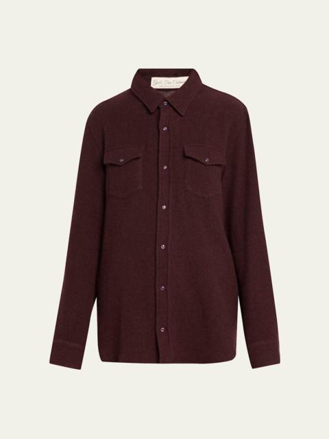 God’s True Cashmere Claret Solid Cashmere Button-Down Shirt