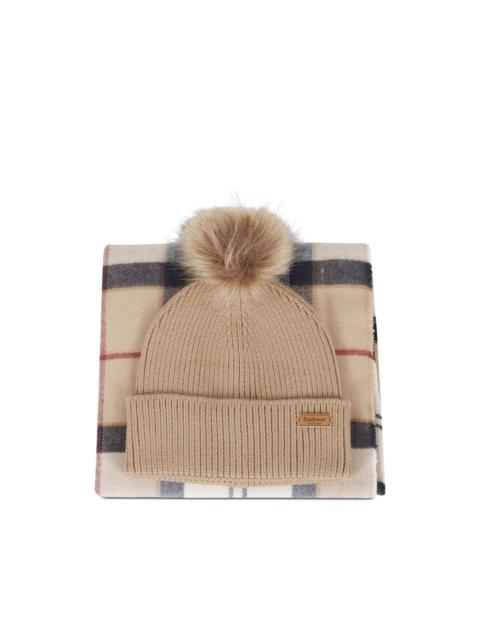 Barbour pompom-detail beanie-scarf set