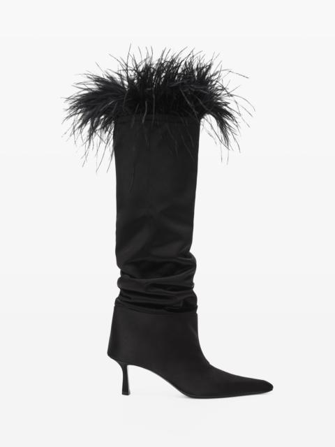 Alexander Wang VIOLA 65 FEATHER SLOUCH BOOT IN SATIN