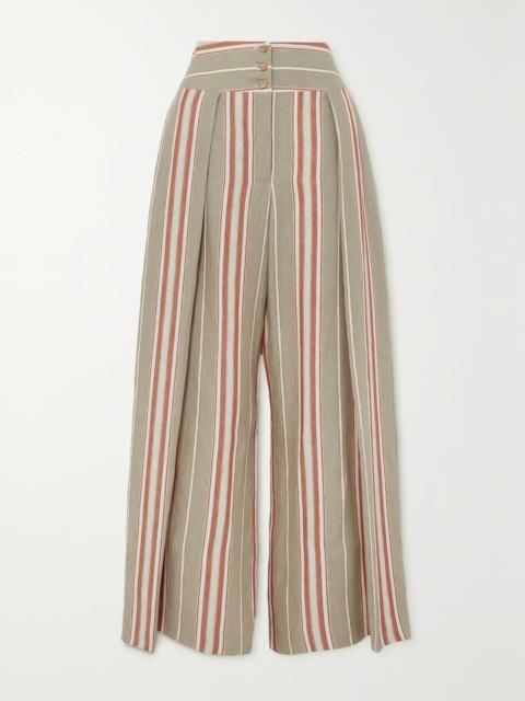 Loro Piana Notan Striped Linen Wide-leg Pants