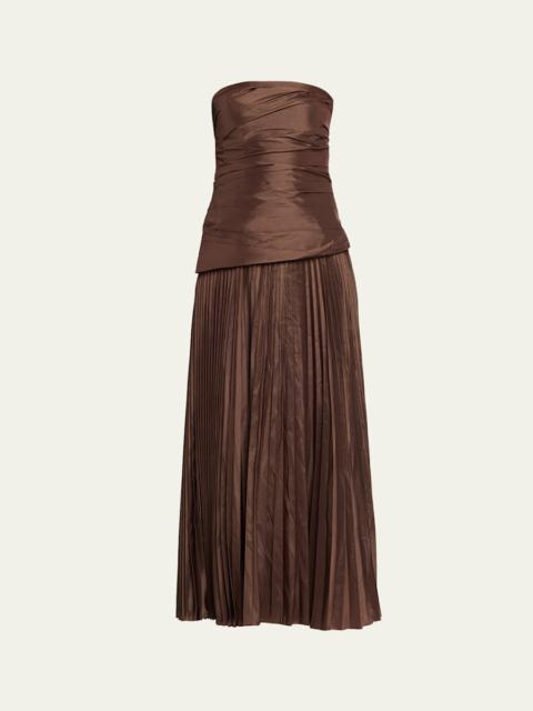 SIMKHAI Arie Strapless Pleated Maxi Dress