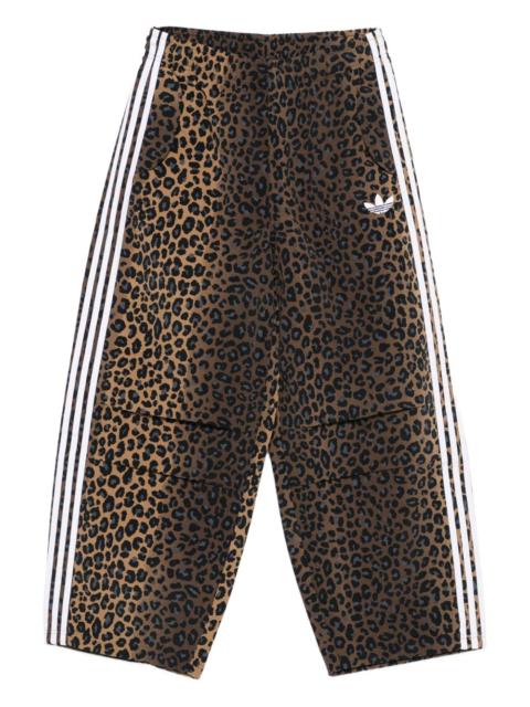 leopard-print three-stripe track pants