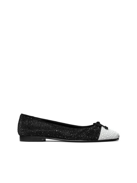 TORY BURCH cap-toe crystal ballet flats