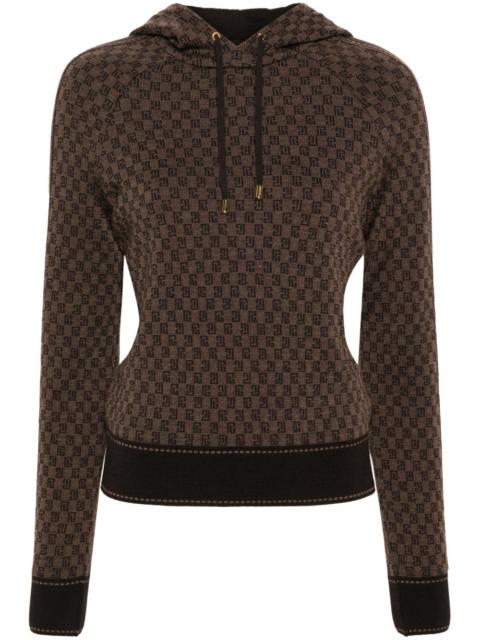 Balmain PB Monogram-jacquard wool hoodie