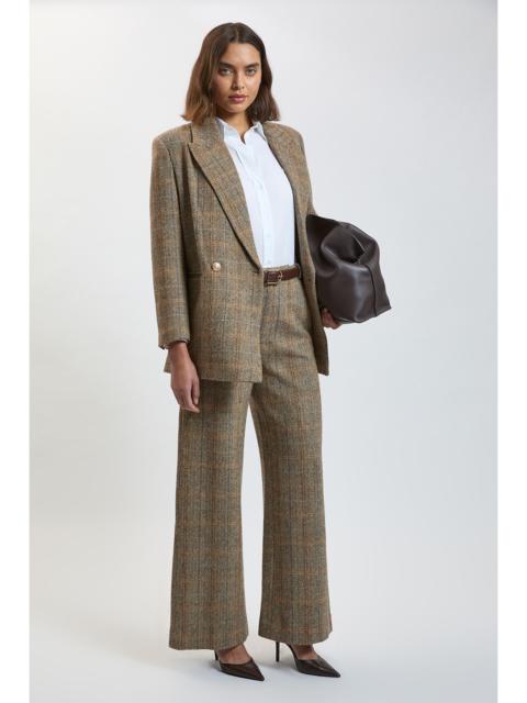 KAREN MILLEN Wool Check Wide Leg Tailored Trouser