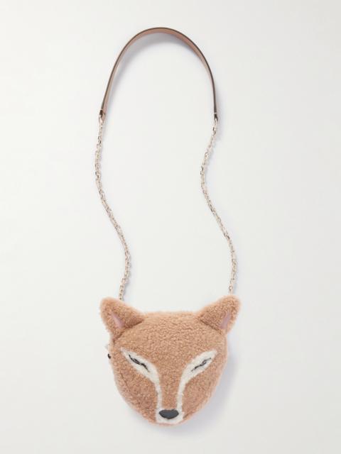 JIMMY CHOO Fox Leather-trimmed Shearling Shoulder Bag