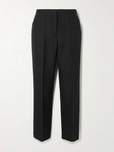 Totême Cropped pleated grain de poudre straight-leg pants Black