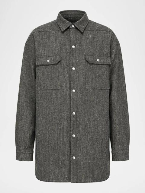 Rick Owens Wool-Blend Tweed Oversized Outershirt
