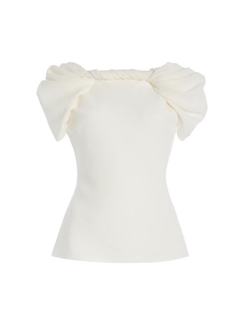Oscar de la Renta Draped Stretch-Silk Top ivory