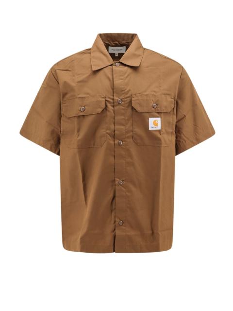 Cotton blend shirt with logo patch