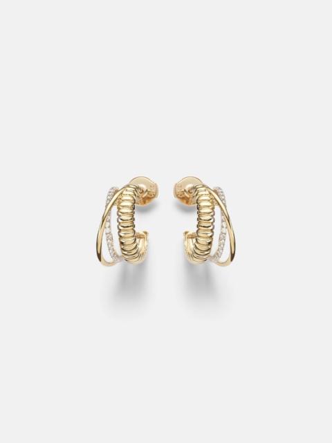 Yvonne Léon Un Deux Trois Berlingot 9kt gold hoop earrings with diamonds