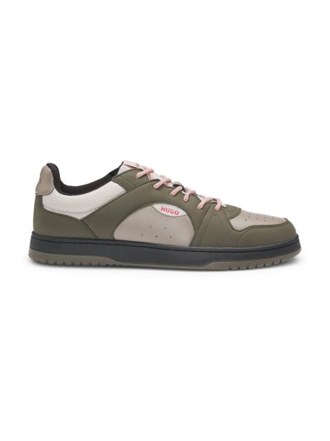 HUGO MIXED-MATERIAL TRAINERS WITH RIPSTOP AND FAUX SUEDE