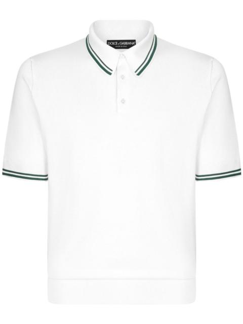 Dolce & Gabbana striped-border silk polo shirt