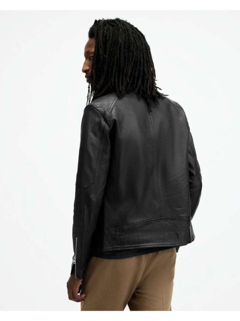 ALLSAINTS CORA LEATHER SNAP BACK COLLAR JACKET