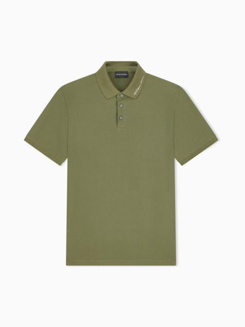 EMPORIO ARMANI PIQUÉ POLO WITH EMBROIDERED LOGO