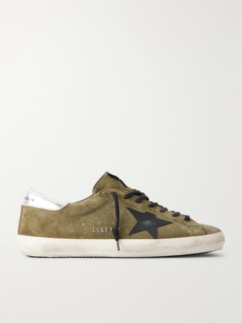 Golden Goose Super-Star Distressed Leather-Trimmed Suede Sneakers