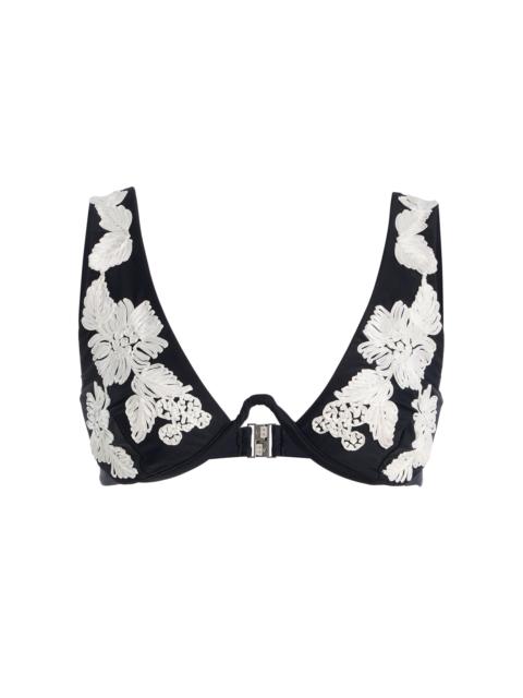 SIMKHAI Rosie Embroidered Bikini Top black