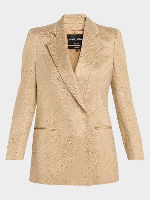 GIORGIO ARMANI Embellished Satin Double-Breasted Jacket