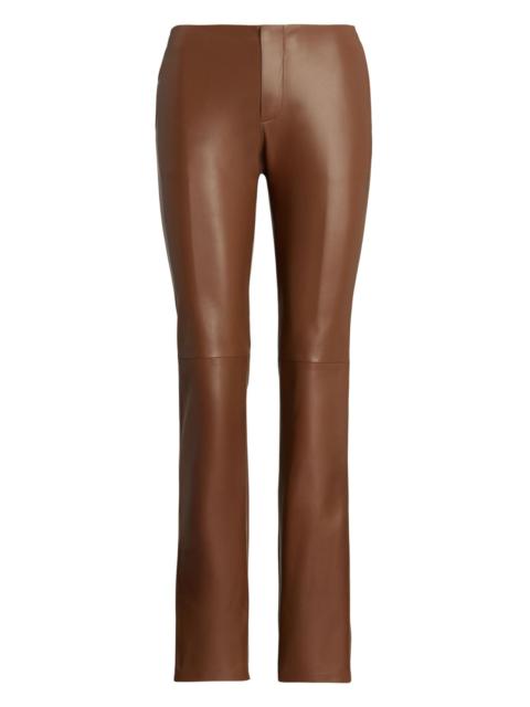 Ralph Lauren Women's Benjamen Low-Rise Slim-Fit Leather Pants - Light Toffee