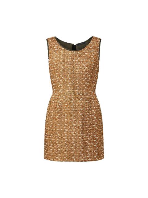 Louis Vuitton Gold Tweed Fitted Dress