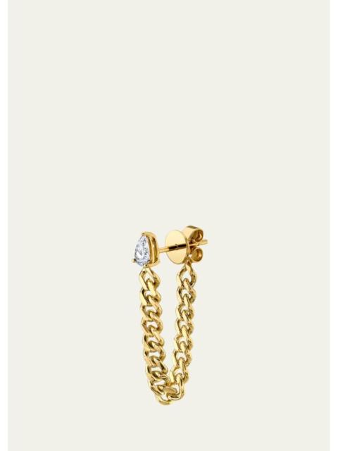 ANITA KO 18K Yellow Gold Cuban Link Loop Earring with Pear Diamond Stud, Single