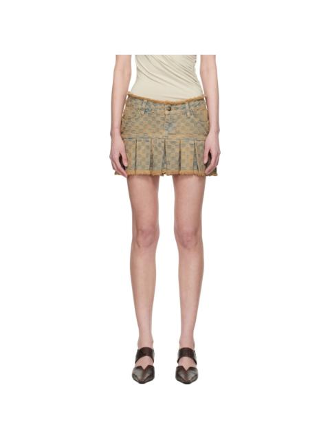 MISBHV SSENSE Exclusive Blue Monogram Denim Pleated Miniskirt