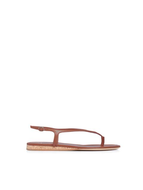 Gia Flat Sandal in Cognac Leather
