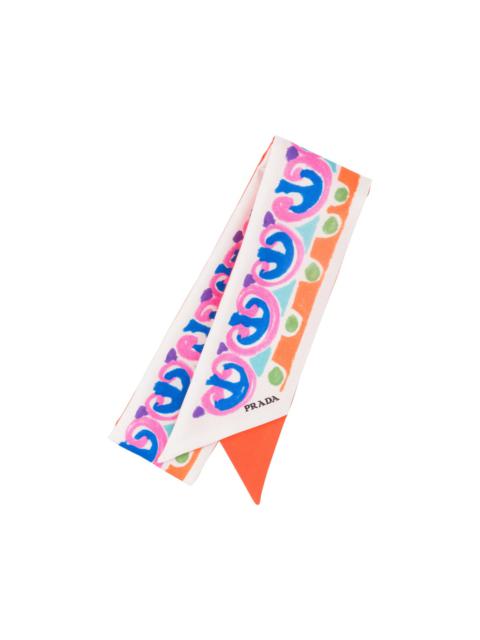Prada Pittoresque print silk ribbon