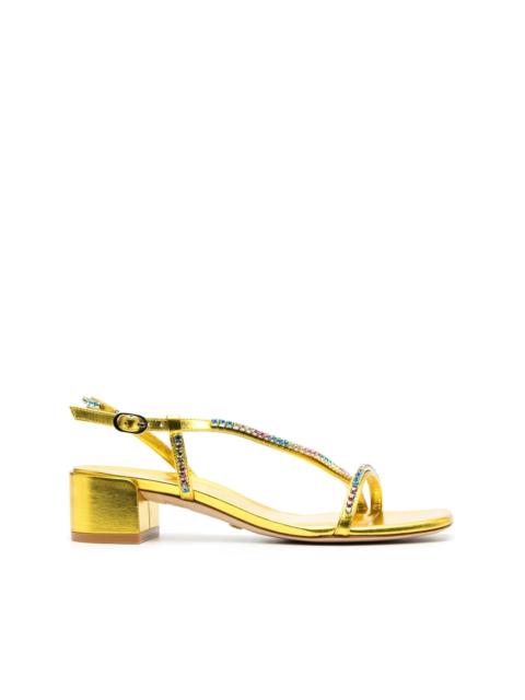 Stuart Weitzman 45mm block-heel crystal-embellished sandals