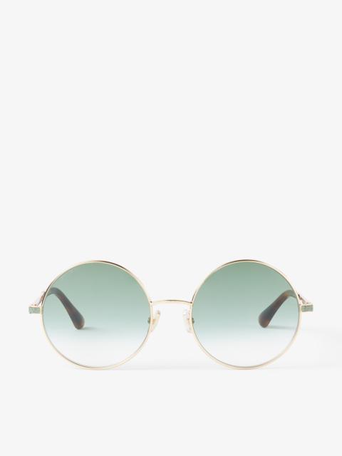 JIMMY CHOO Oriane/s 57
Green and Gold Havana Round-Frame Sunglasses